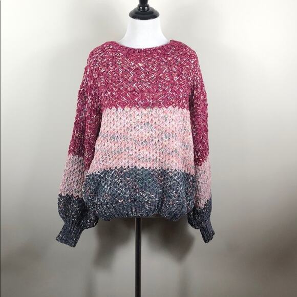 Colorblock Knit Sweater Long Sleeve Soft - Picture 4 of 6